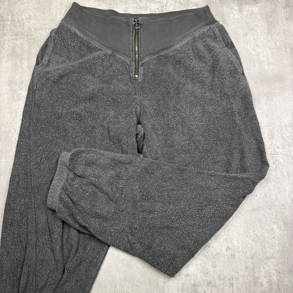 Aerie Women's Fleece Jogger Pants Gray Zip Closure Elastic Waist M Sweats